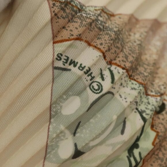 HERMES Pleated Carre 90 Scarf ""SULFURE&PRESSE PAPIERS2 "" Silk Auth ep9648 - Picture 8 of 14